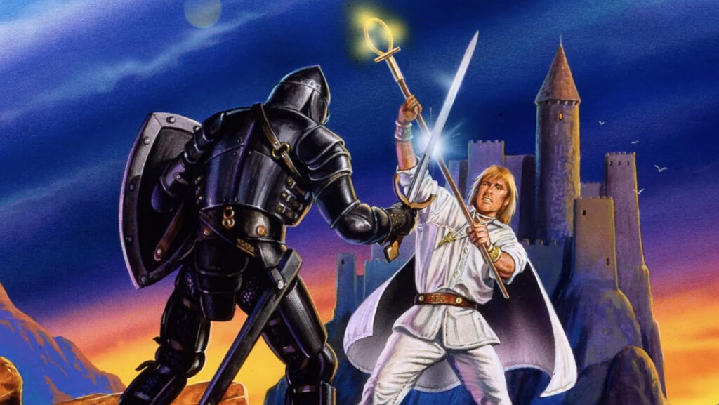 Captura épica de un mundo de fantasía pixelado, recordando los gloriosos días de Ultima.